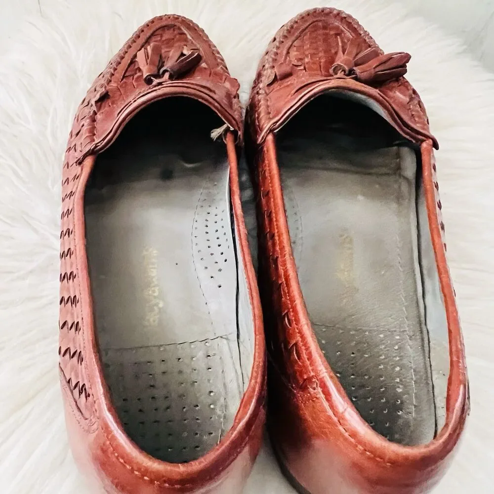 Stacy Adams Apple Brown Leather Woven Tasseled Oxford Dress Shoes - Size 9.5 M